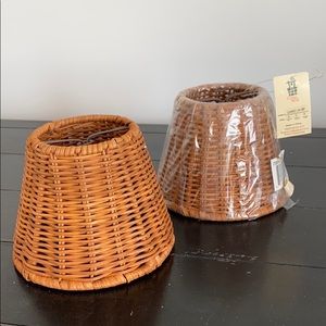 Pair of Small Natural Wicker Lampshades